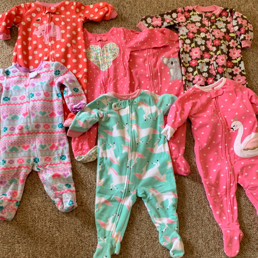 Bundle of babygirl 6 month footed pajamas